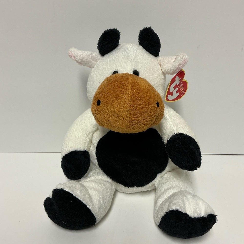 Ty Pluffies Grazer Cow 10" Plush with Hang Tag - READ INFO - Imperfection